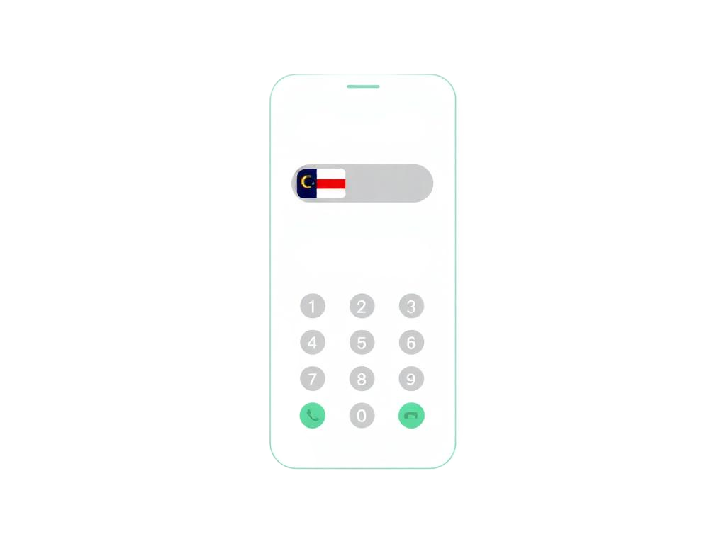 Illustration of a phone number and country dial code being entered on a phone